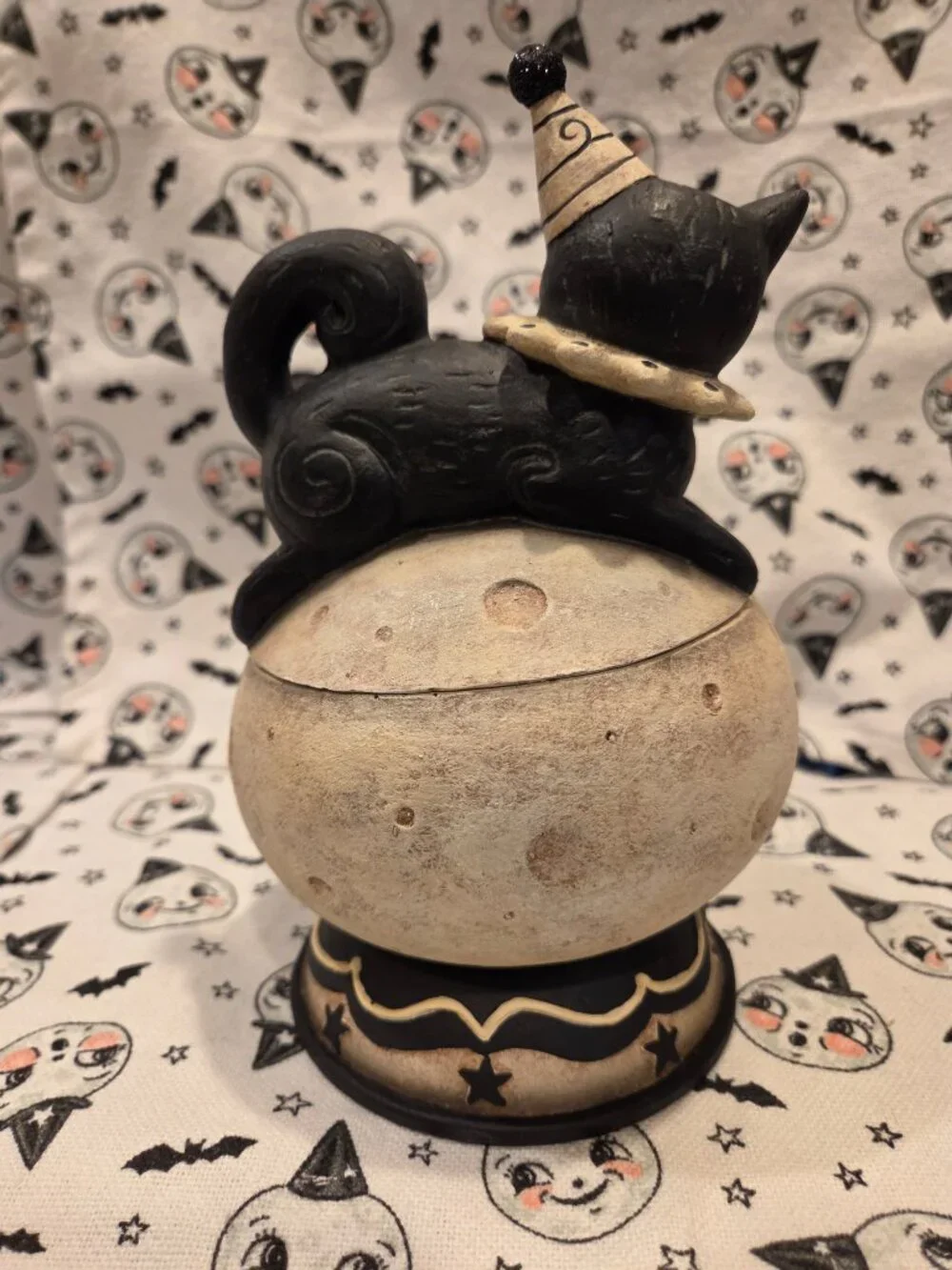 Bethany Lowe Johanna Parker Loony Jack O Luna Black Cat Moon Halloween Jar NEW!